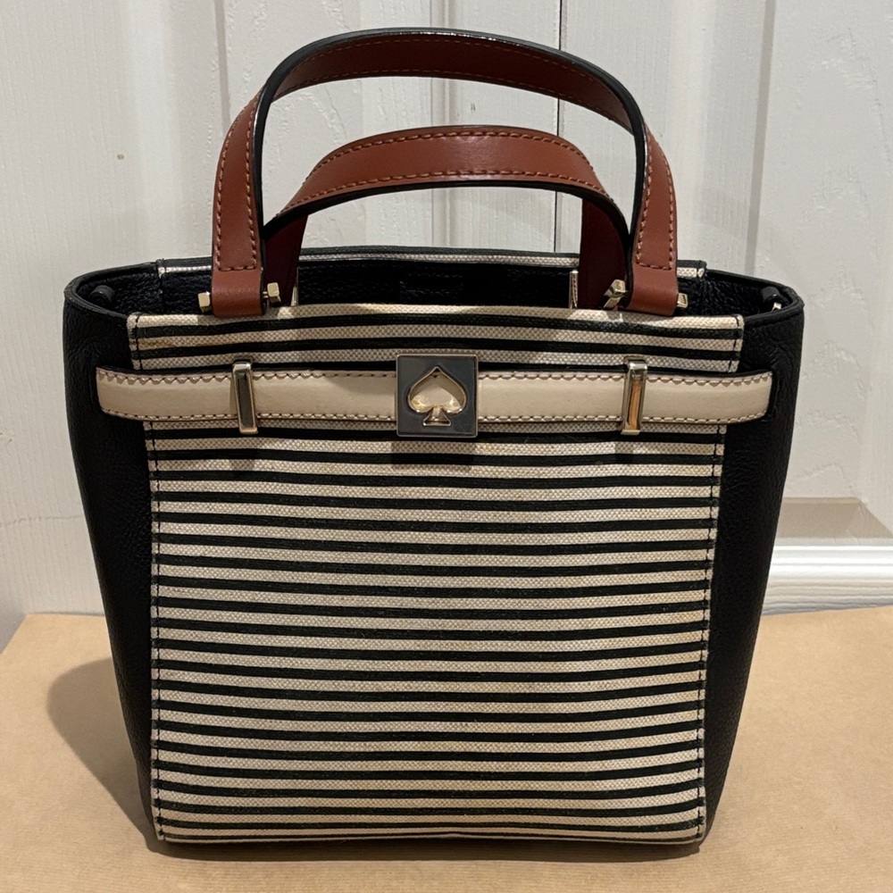 kate spade Black, Cream & Brown Striped Top-Handle Satchel